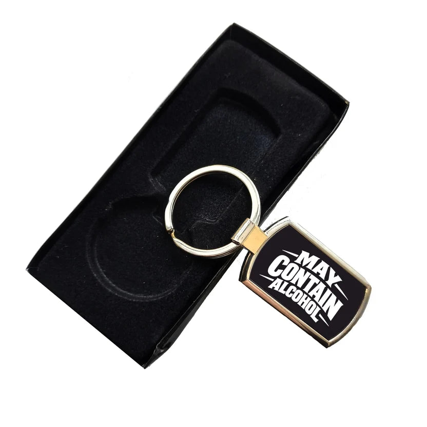 May Contain Alcohol Keyring